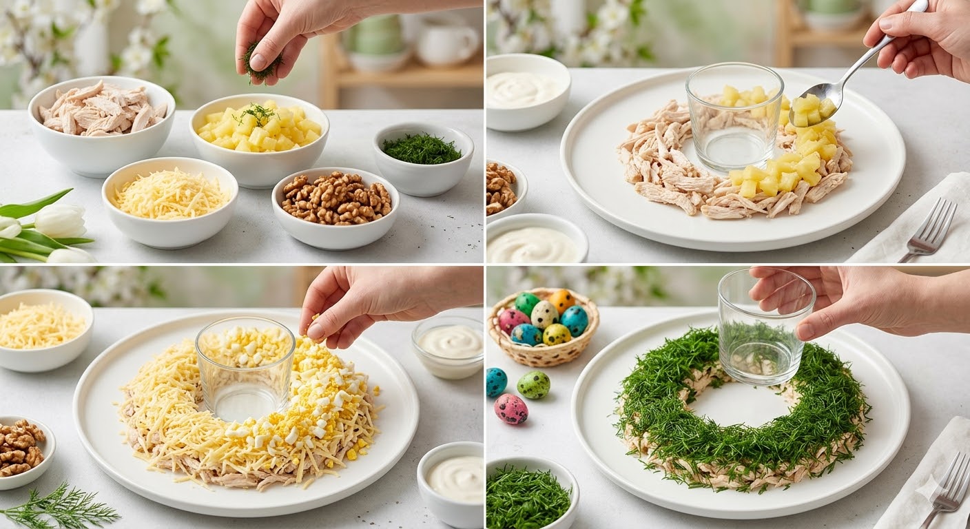 🐣 Салат на Великдень з куркою, ананасом та сиром — покроковий рецепт