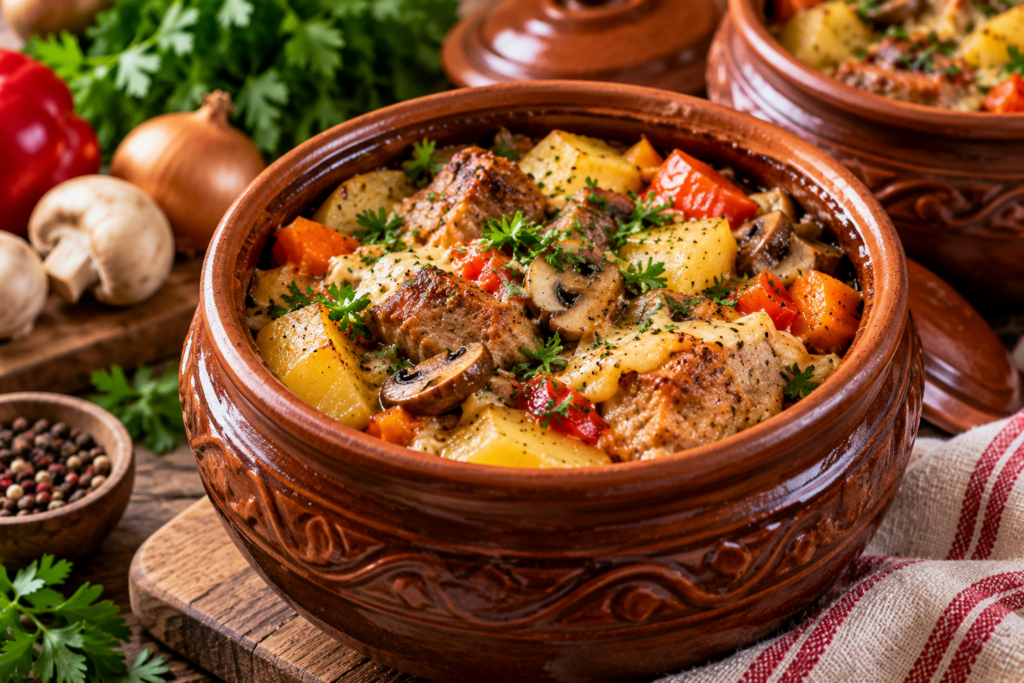 М’ясо в горщиках з овочами: домашній рецепт у духовці