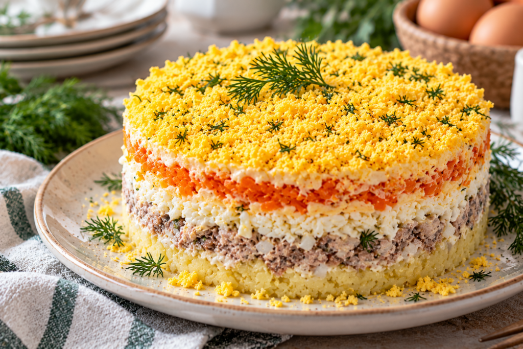 Салат Мімоза: класичний рецепт шарами